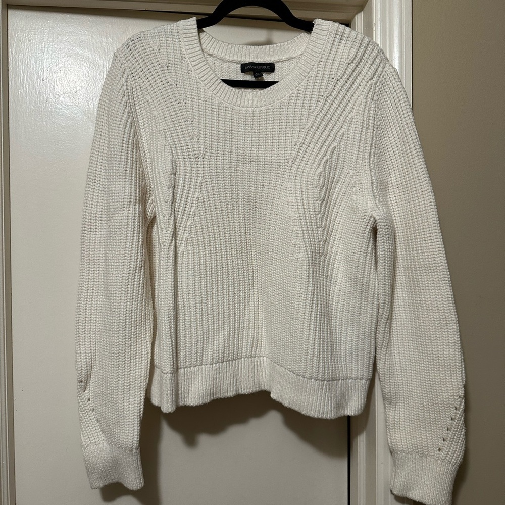 Banana Republic Thick Knot Sweater Cream/white XL